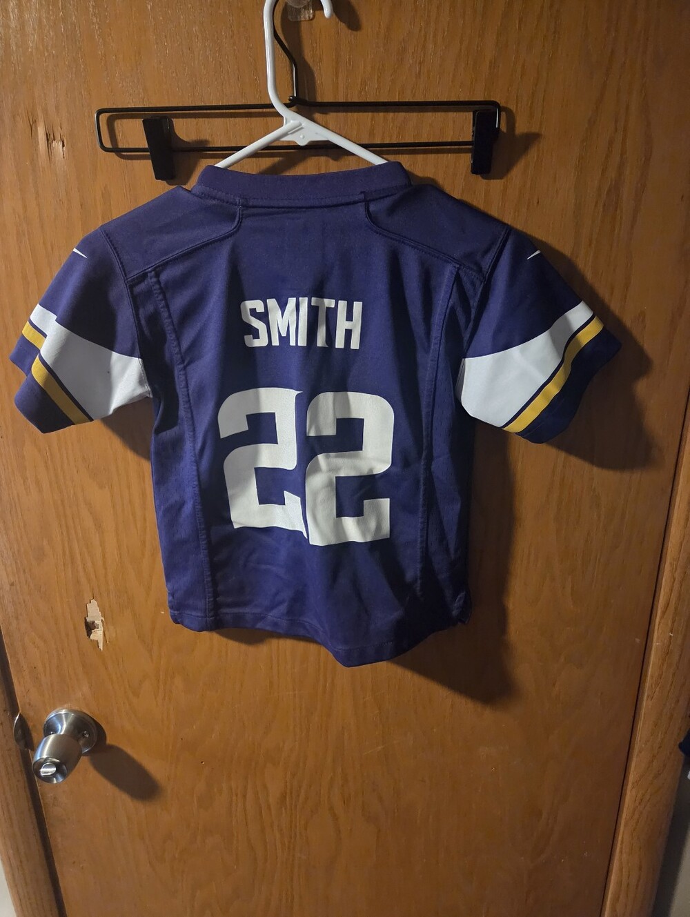 Nike Kids Purple Football Jersey with White Number 22 and Yellow Accents